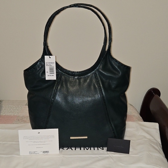 BRAHMIN IONA LEATHER TOTE in GREEN JUPITER. NWT EXCLUSIVE - Picture 2 of 15